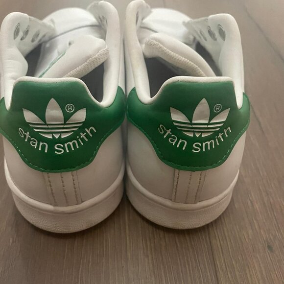 Adidas Stan Smith White Green Leather Sneakers Size 4 - Picture 4 of 8